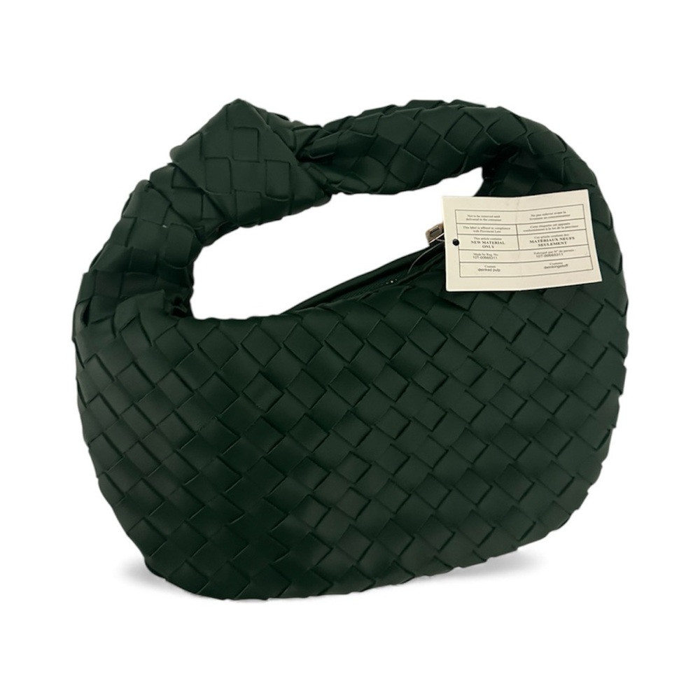 Dark Green Textured Woven Women's Bag
